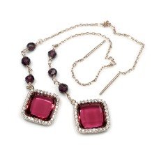 Висящи обеци с розова позлата